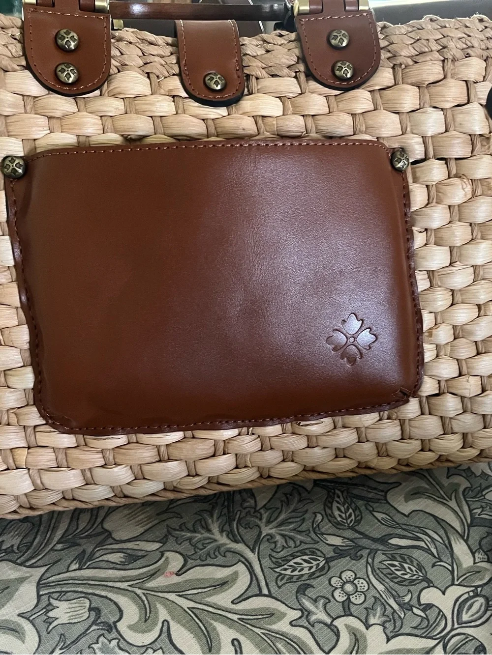 Patricia Nash Tan Leather-Trimmed Woven Tote “Sancia” - Picture 3 of 8